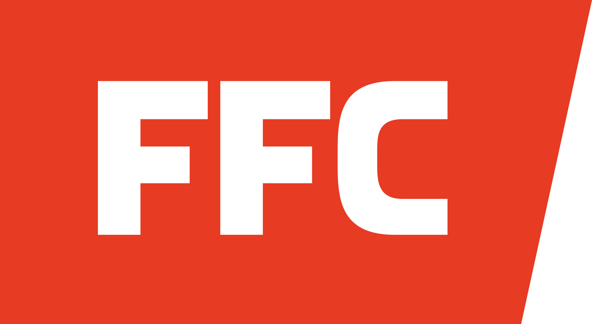 FFC:s logotyp med röd bakgrund