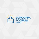 Eurooppa-foorumin logo, jossa tyyliteltynä Turun linnan ääriviiva.