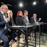PainavaSyy -tiedotustilaisuus, kuvassa Jarkko Eloranta, Päivi Niemi-Laine, Annika Rönni-Sällinen ja Riku Aalto. 