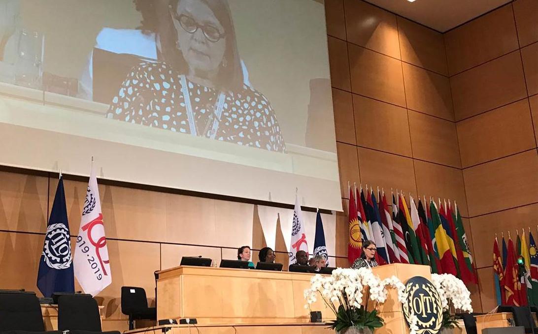 SAK Paula Ilveskiven puhe ILO:n konferenssissa Genevessä 18.6.2019