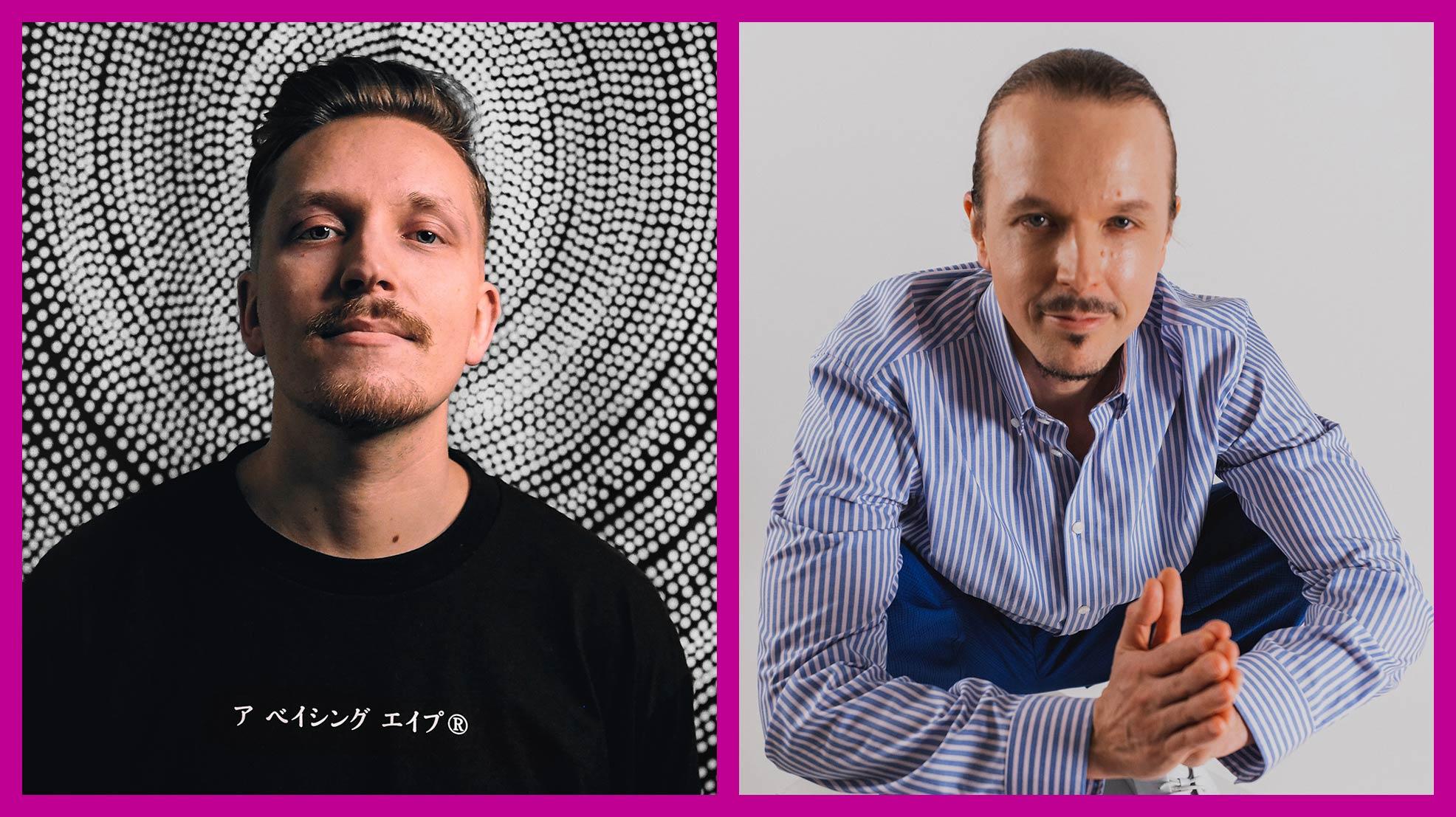 Puolivartalokuvat DJ Misterhustlasta ja Jukka Pojasta. 