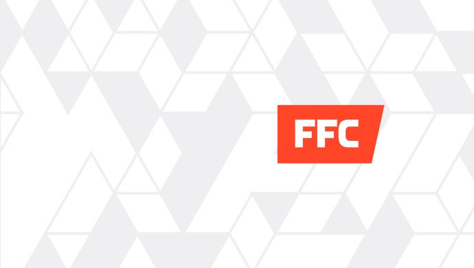 FFC:s röda logotyp över ett grått bakgrundsmönster.