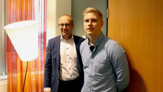 SAK:n puheenjohtaja Jarkko Eloranta ja hänen NY Job Shadow -varjostajansa Joona Räty. Kuva: SAK