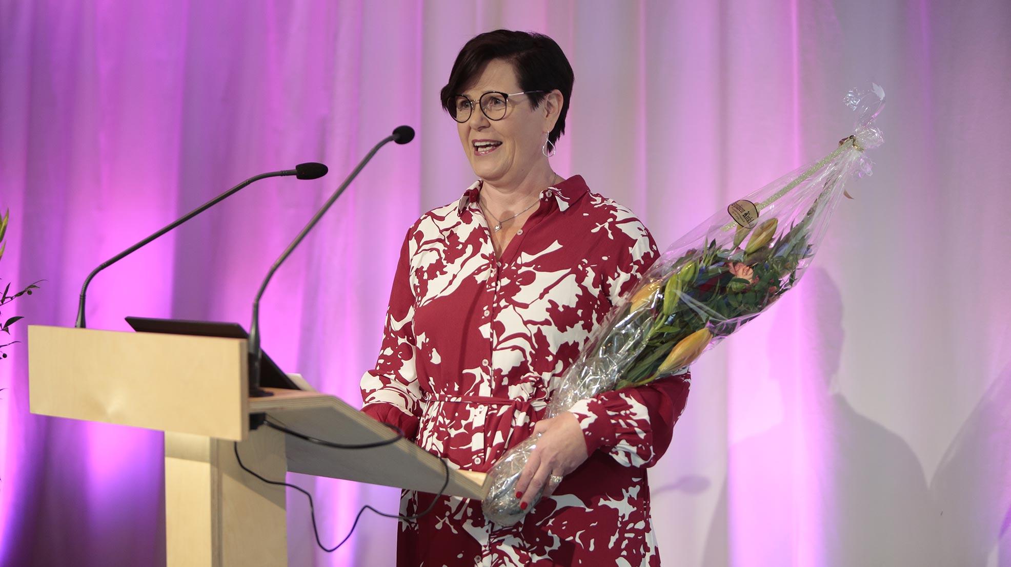 SAK:n hallituksen varapuheenjohtaja Katja Syvärinen edustajistossa elokuussa 2020. Kuva: Patrik Lindström