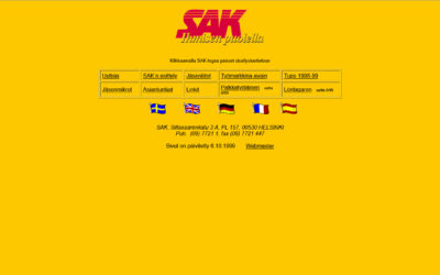 Kuvakaappaus SAK.fi-palvelun etusivusta 10.10.1999.