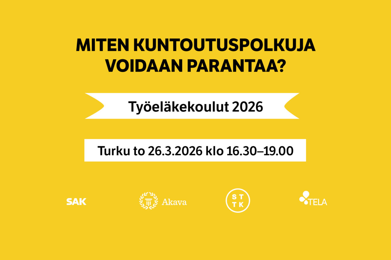 Miten koulutuspolkuja voidaan parantaa? Työeläkekoulut 2026: Turku to 26.2.2026 klo 16.30-19.00.