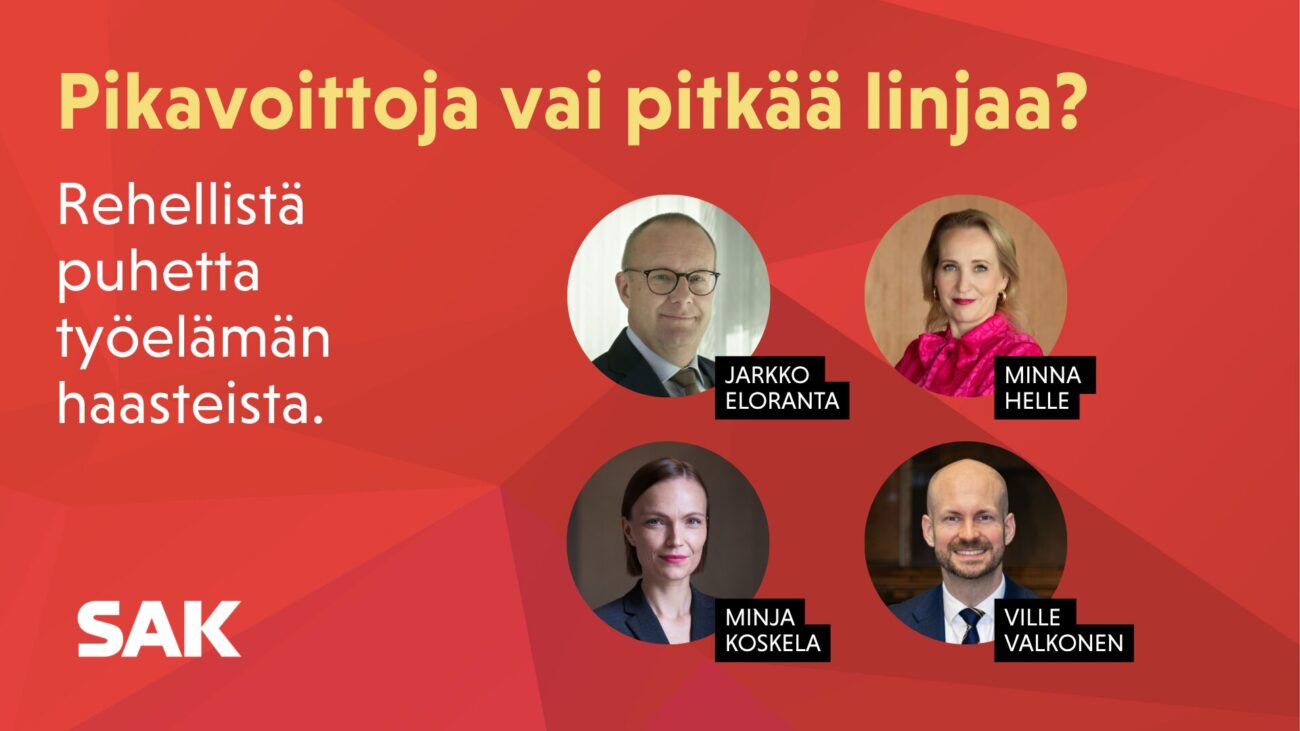 Kuvassa on esiintyjien kuvat ja keskustelun nimi Pikivoittoja vai pitkää linjaa?
